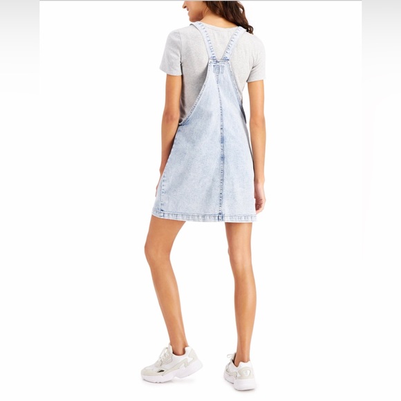 NWT Tinseltown Juniors’ Ripped Denim Overalls Dress - Picture 5 of 9